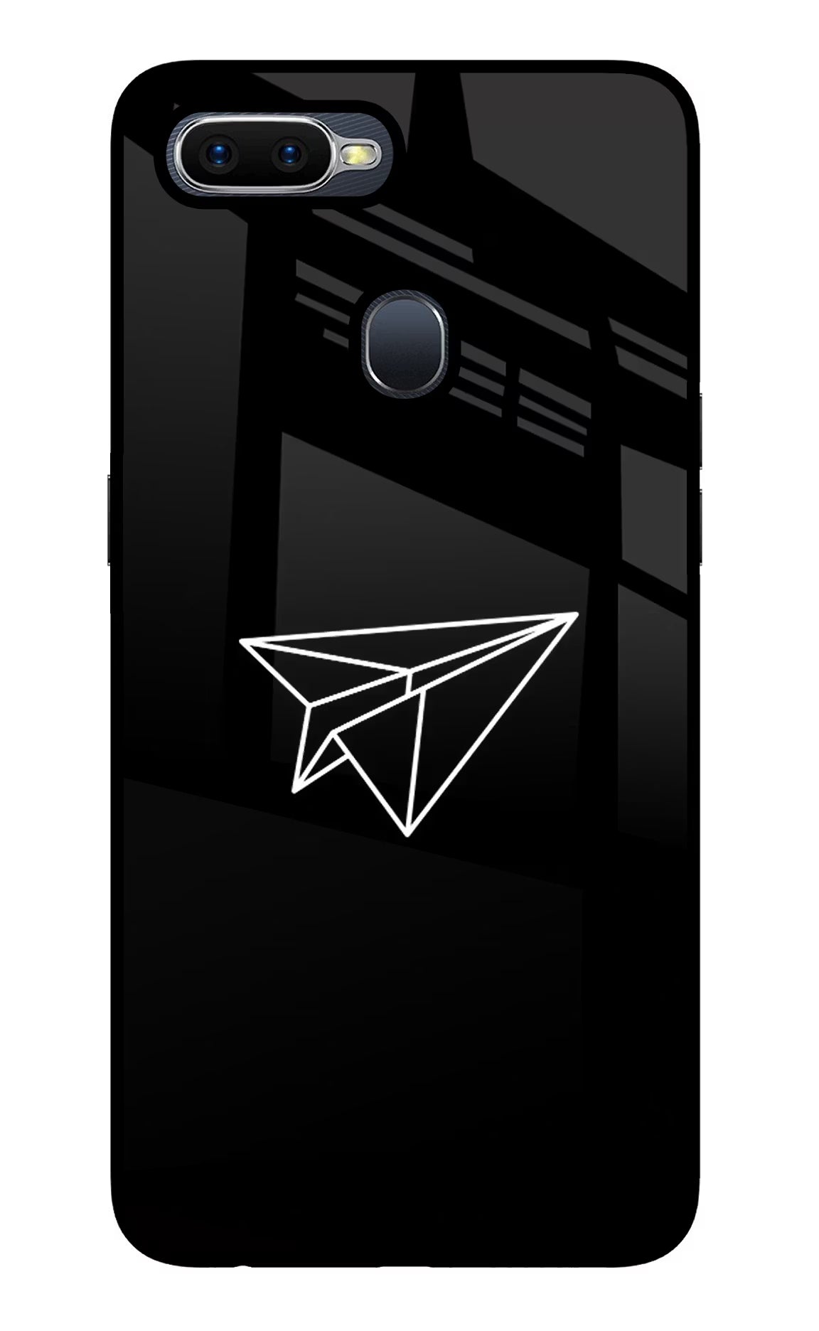 Paper Plane White Oppo F9/F9 Pro Glass Case Back Cover by Casekaro