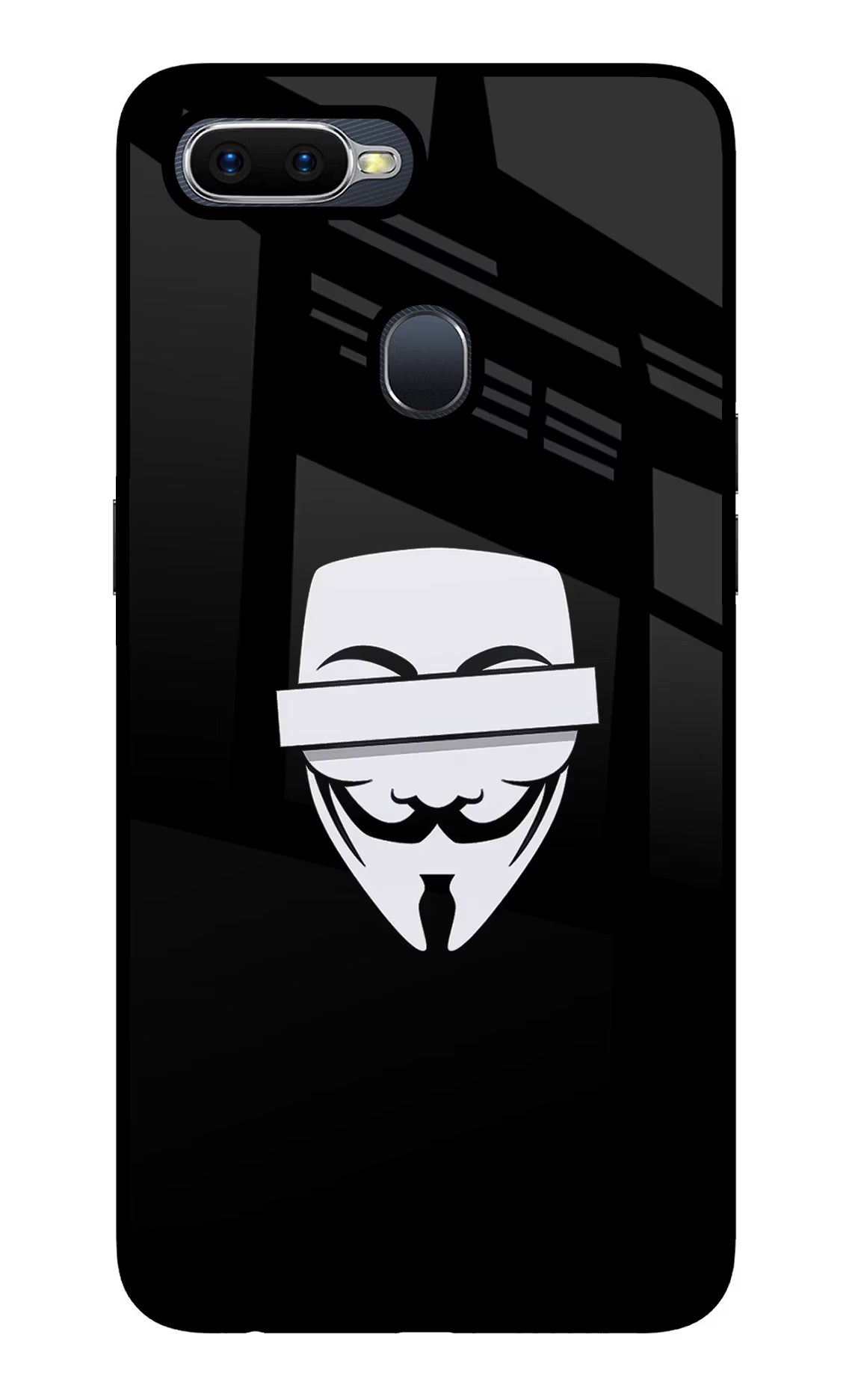 Anonymous Face Oppo F9/F9 Pro Glass Case Back Cover by Casekaro