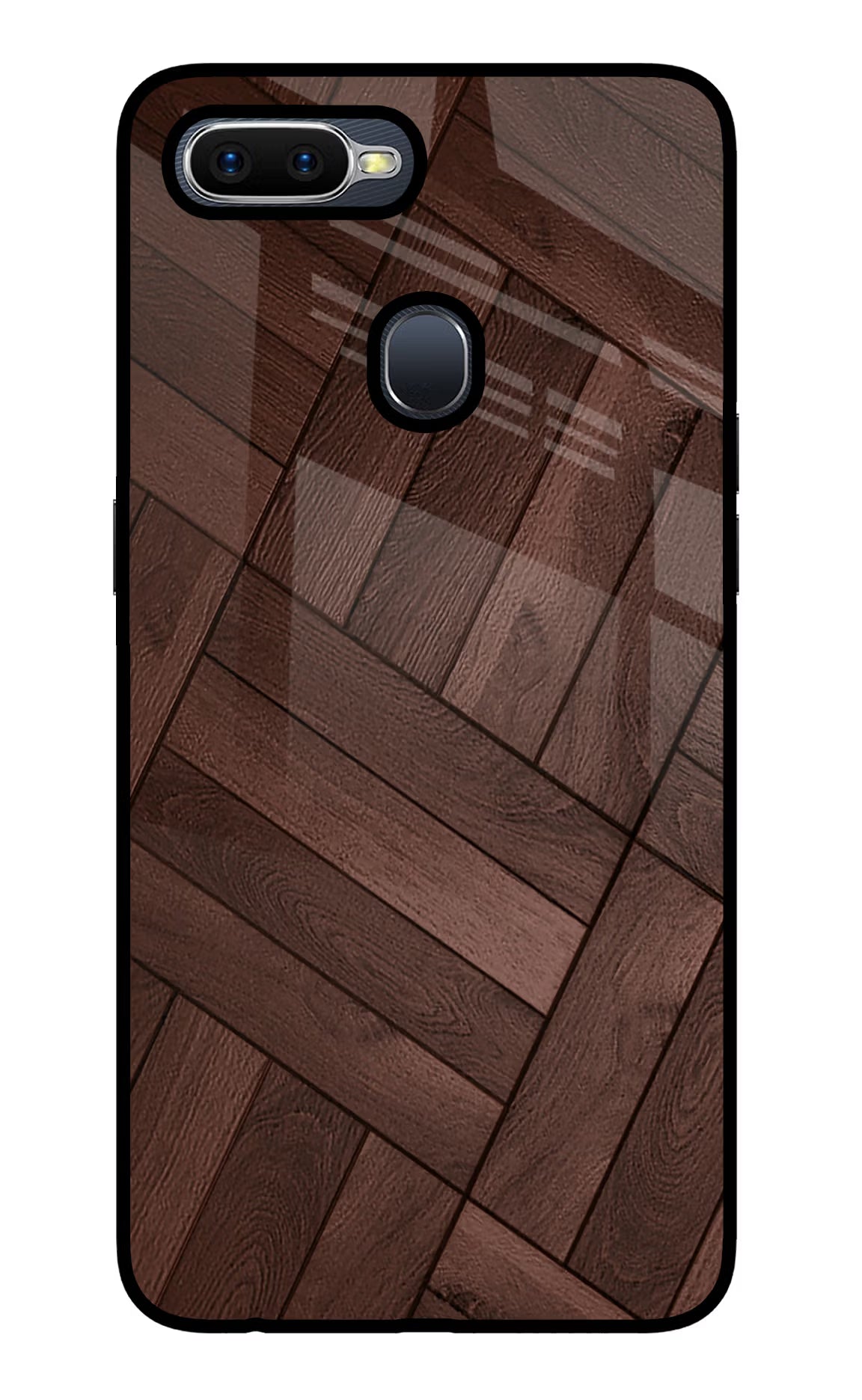 Wooden Texture Design Oppo F9/F9 Pro Glass Case Back Cover by Casekaro