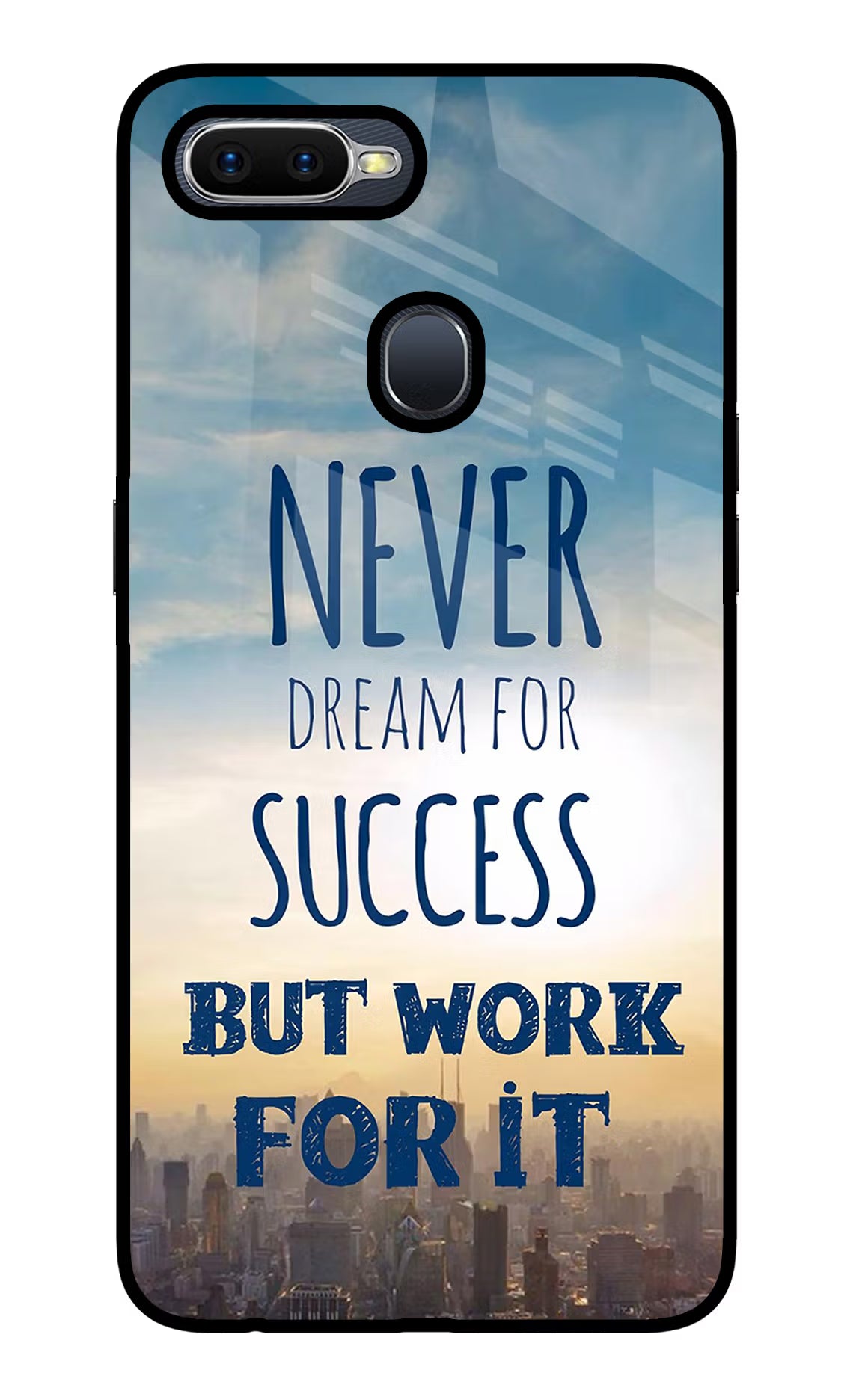 Never Dream For Success But Work For It Oppo F9/F9 Pro Glass Case Back Cover by Casekaro