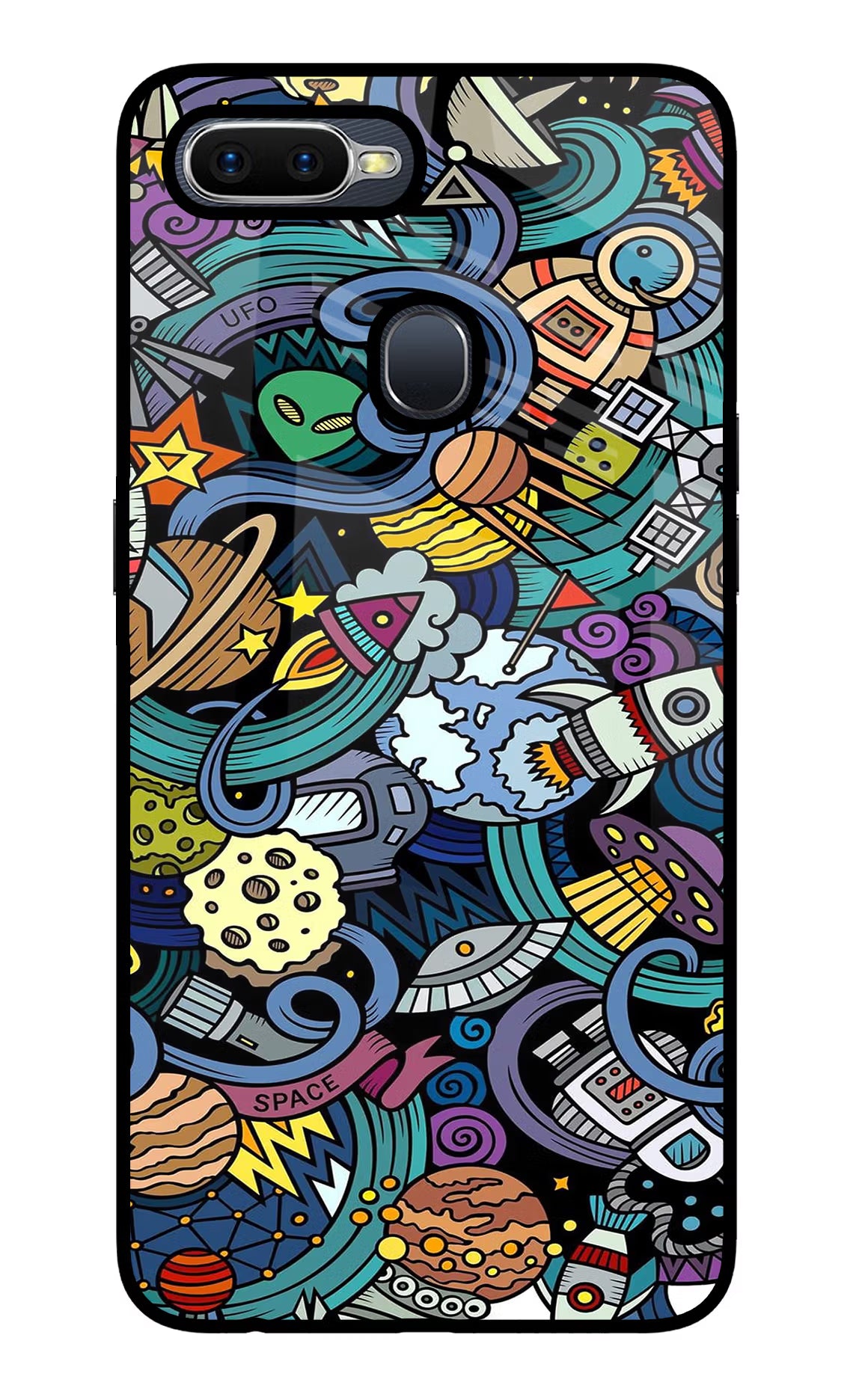 Space Abstract Oppo F9/F9 Pro Glass Case Back Cover by Casekaro