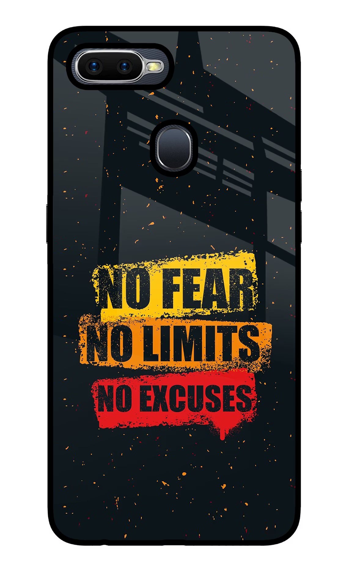 No Fear No Limits No Excuse Oppo F9/F9 Pro Glass Case Back Cover by Casekaro