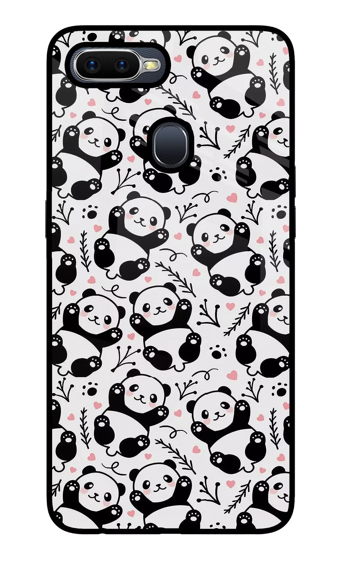 Cute Panda Oppo F9/F9 Pro Glass Case Back Cover by Casekaro