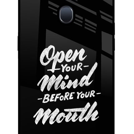 Open Your Mind Before Your Mouth Oppo F9/F9 Pro Glass Case Back Cover by Casekaro