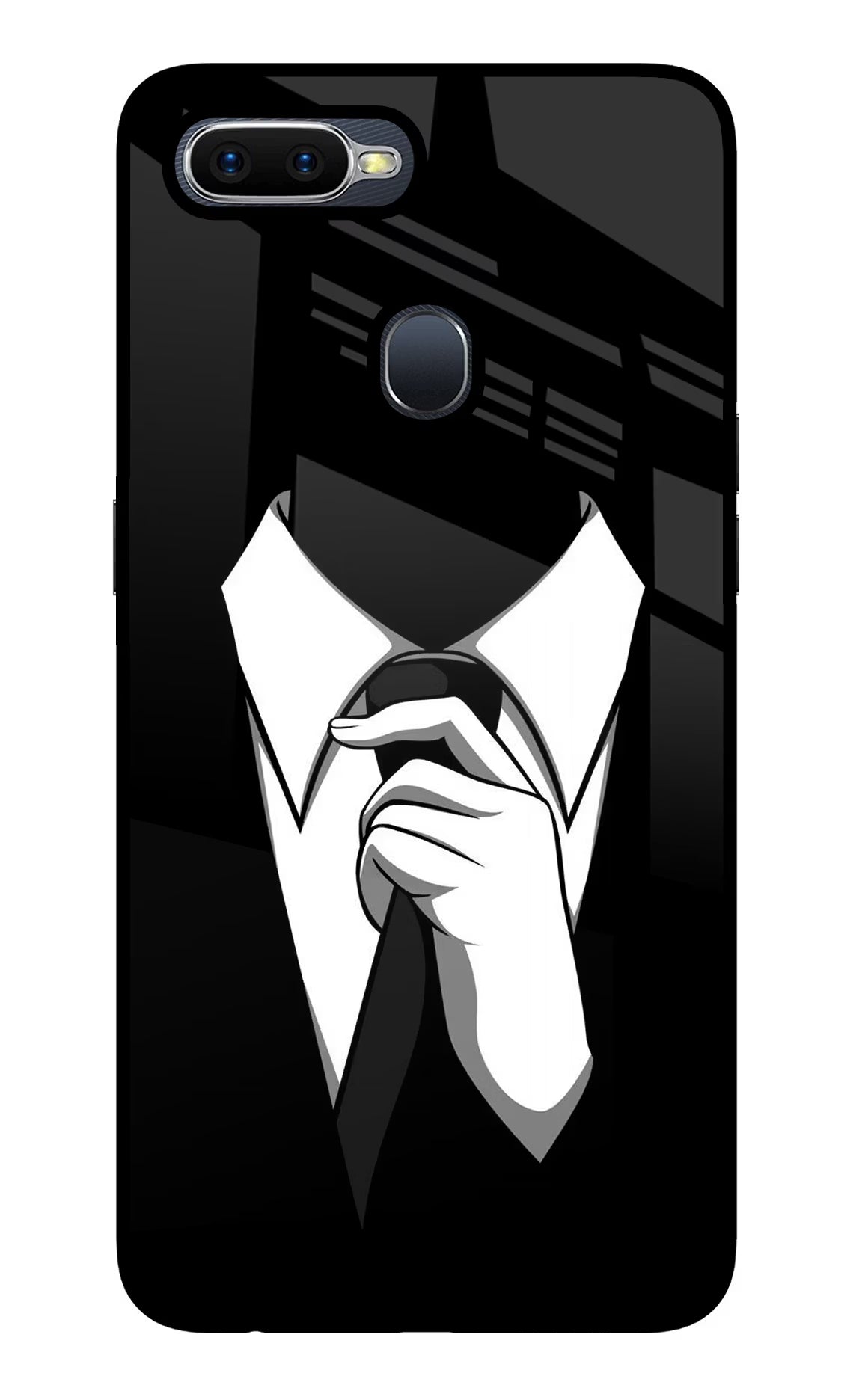 Black Tie Oppo F9/F9 Pro Glass Case Back Cover by Casekaro