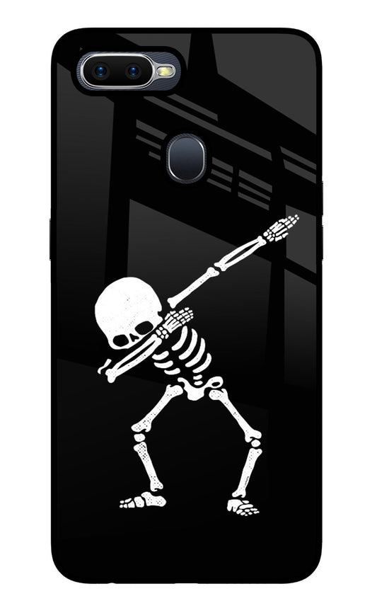 Dabbing Skeleton Art Oppo F9/F9 Pro Glass Case