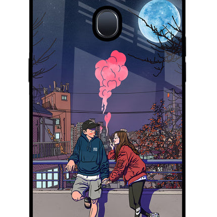 Chilling Couple Oppo F9/F9 Pro Glass Case Back Cover by Casekaro