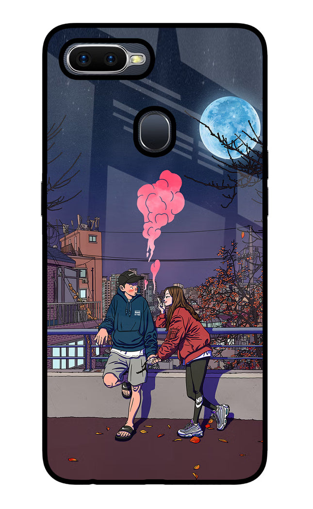 Chilling Couple Oppo F9/F9 Pro Glass Case Back Cover by Casekaro