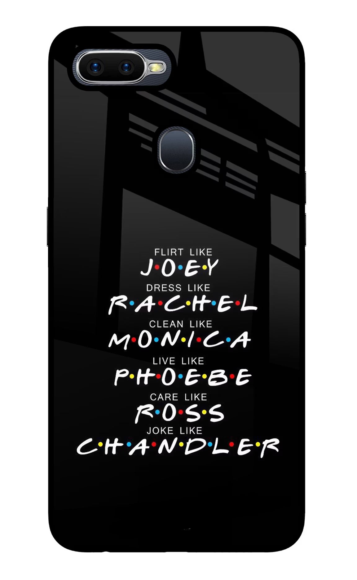 FRIENDS Character Oppo F9/F9 Pro Glass Case Back Cover by Casekaro