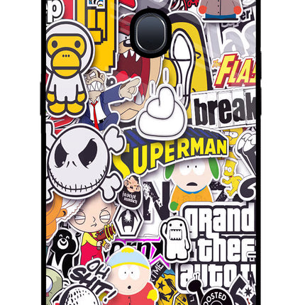 Sticker Bomb Oppo F9/F9 Pro Glass Case Back Cover by Casekaro