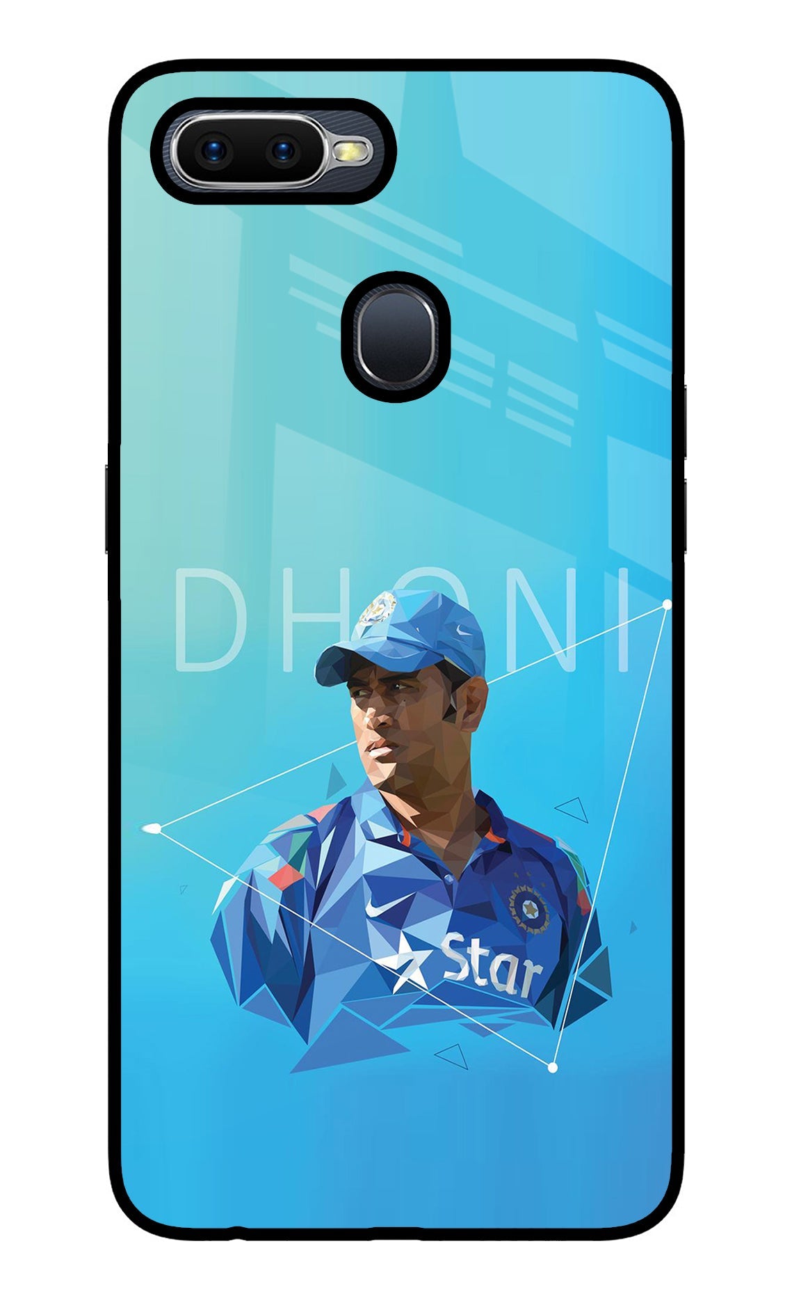 Dhoni Artwork Oppo F9/F9 Pro Glass Case