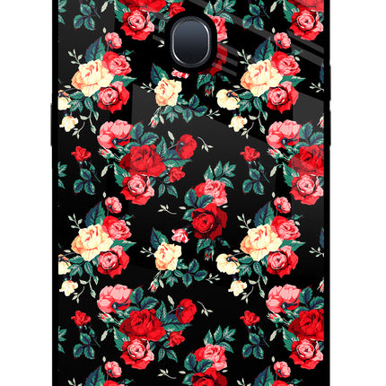 Rose Pattern Oppo F9/F9 Pro Glass Case Back Cover by Casekaro