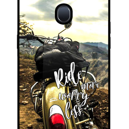 Ride More Worry Less Oppo F9/F9 Pro Glass Case Back Cover by Casekaro