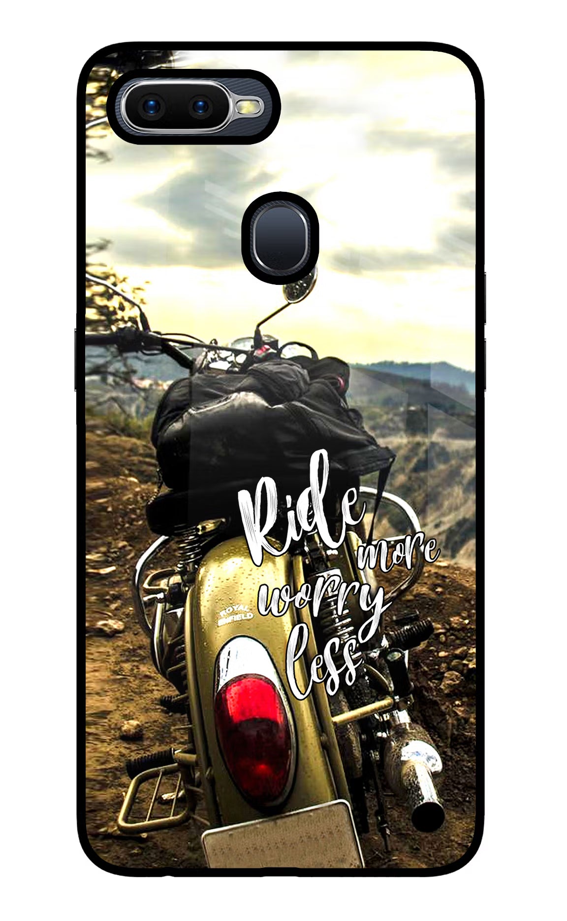 Ride More Worry Less Oppo F9/F9 Pro Glass Case Back Cover by Casekaro