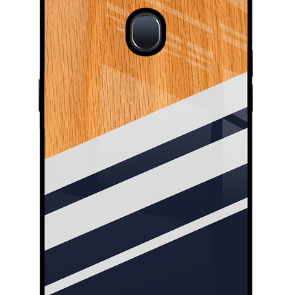 Blue and white wooden Oppo F9/F9 Pro Glass Case Back Cover by Casekaro