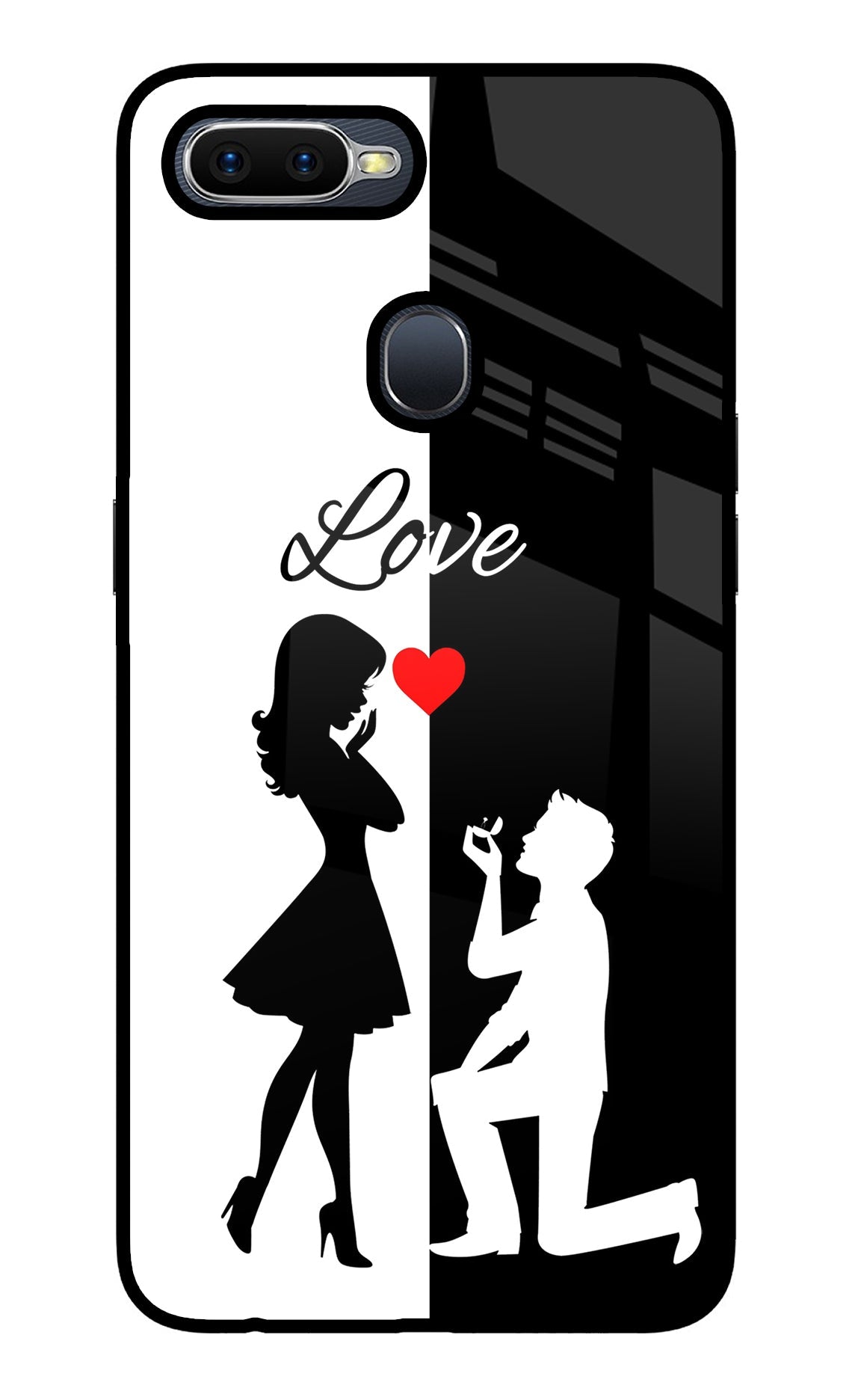 Love Propose Black And White Oppo F9/F9 Pro Glass Case