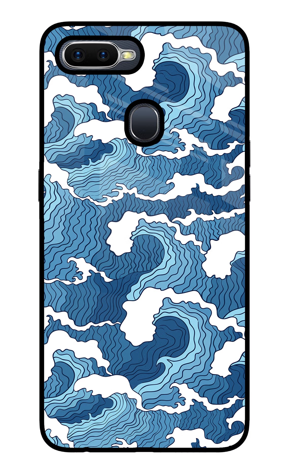 Blue Waves Oppo F9/F9 Pro Glass Case Back Cover by Casekaro