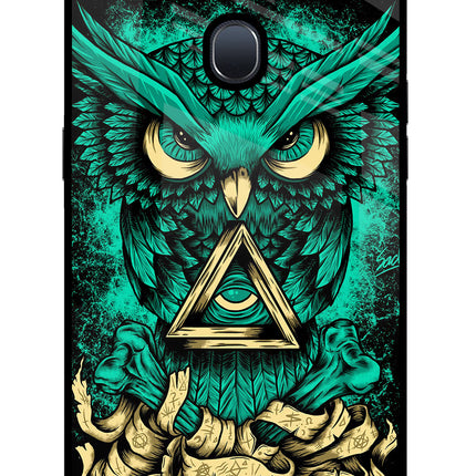Green Owl Oppo F9/F9 Pro Glass Case Back Cover by Casekaro