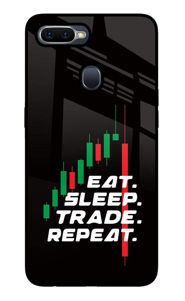 Eat Sleep Trade Repeat Oppo F9/F9 Pro Glass Case Back Cover by Casekaro