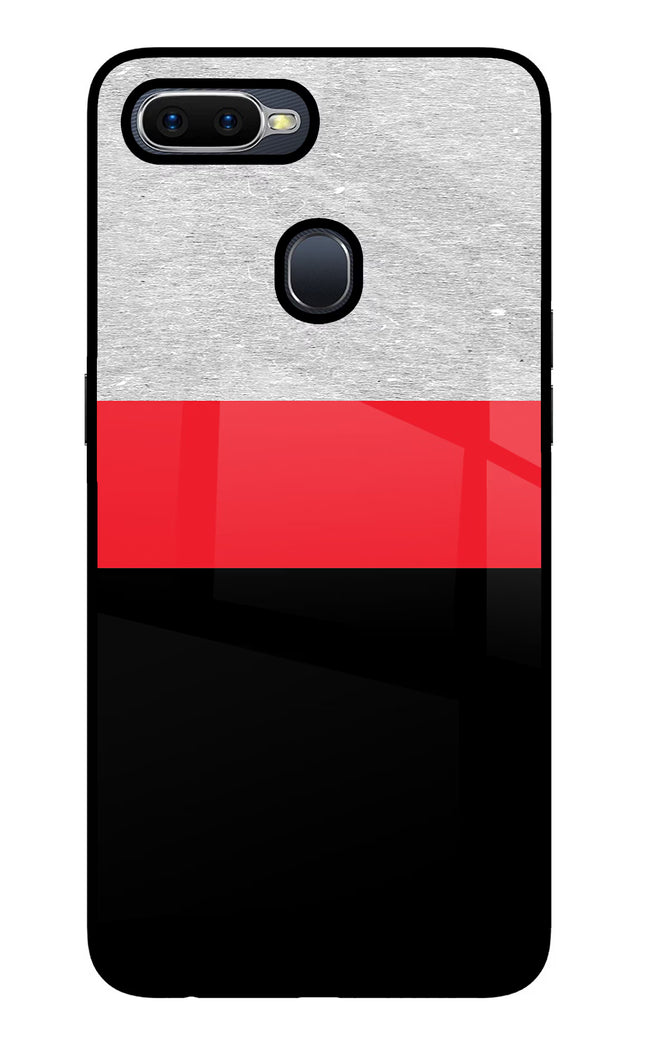 Tri Color Pattern Oppo F9/F9 Pro Glass Case Back Cover by Casekaro
