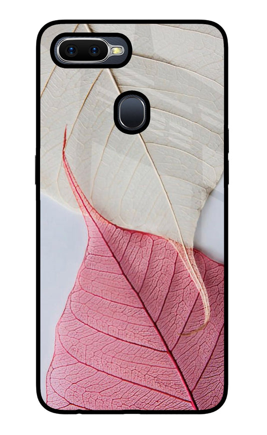White Pink Leaf Oppo F9/F9 Pro Glass Case