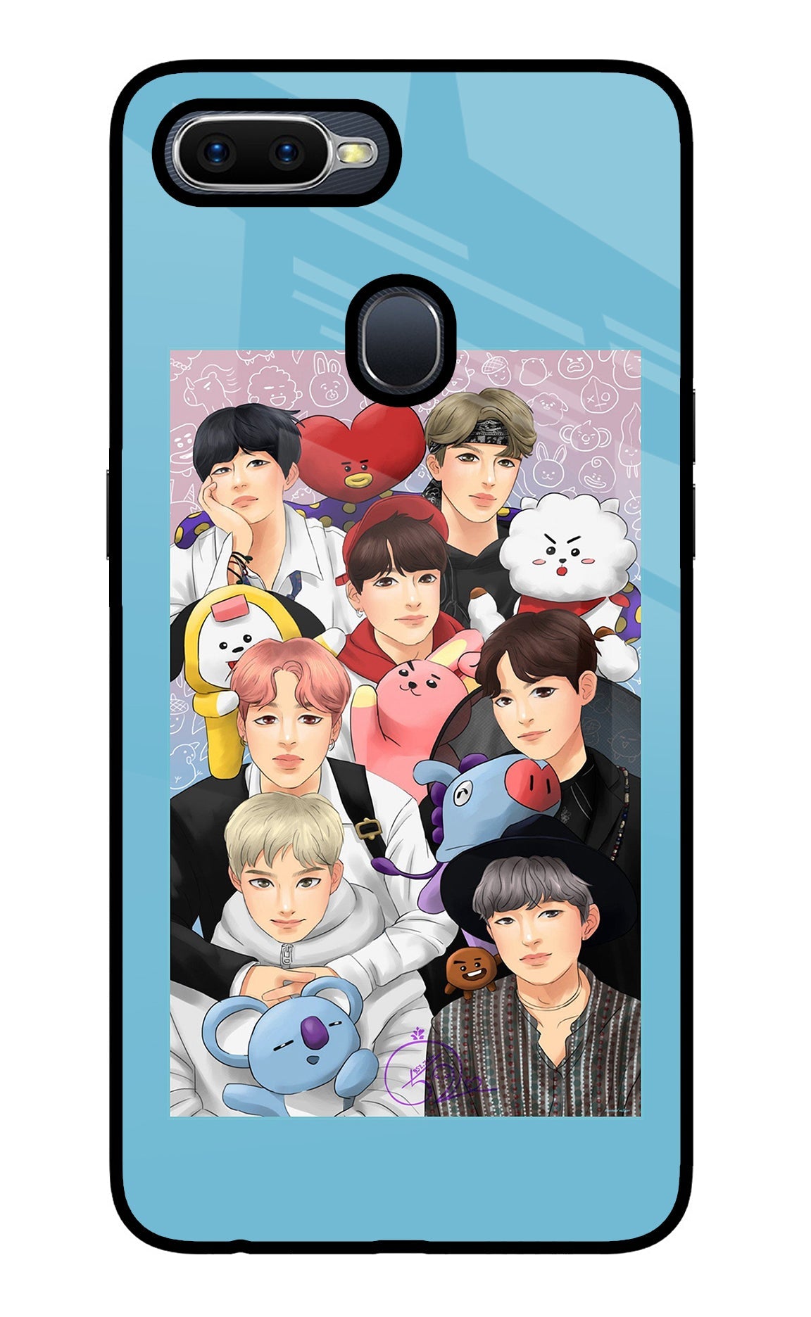 BTS with animals Oppo F9/F9 Pro Glass Case
