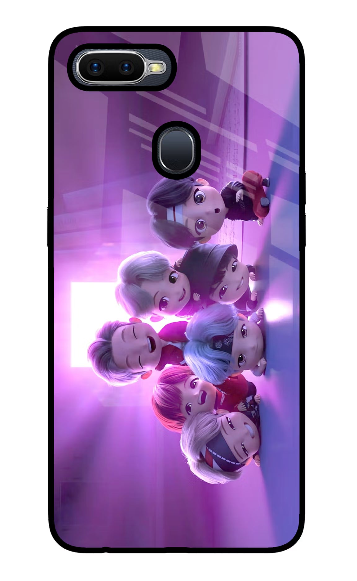 BTS Chibi Oppo F9/F9 Pro Glass Case Back Cover by Casekaro