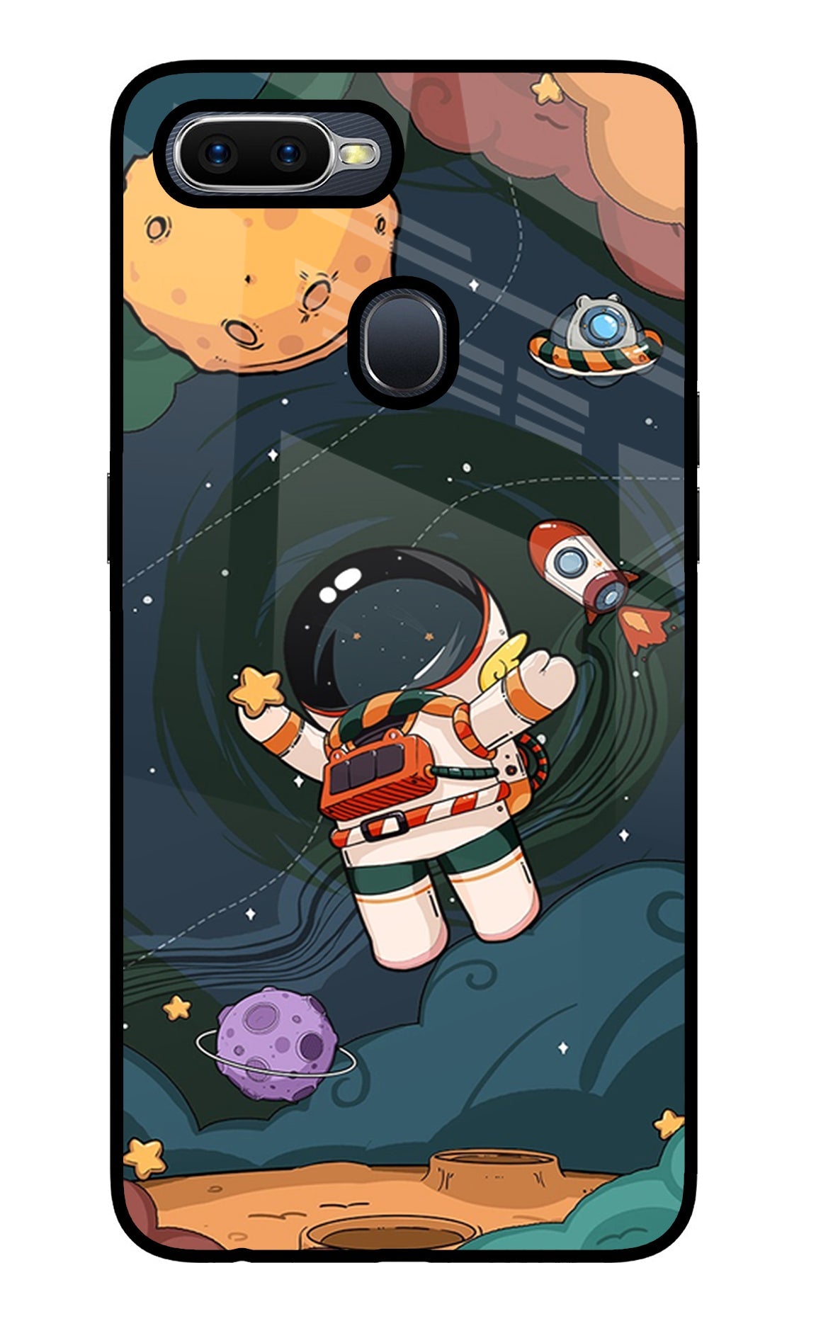 Cartoon Astronaut Oppo F9/F9 Pro Glass Case