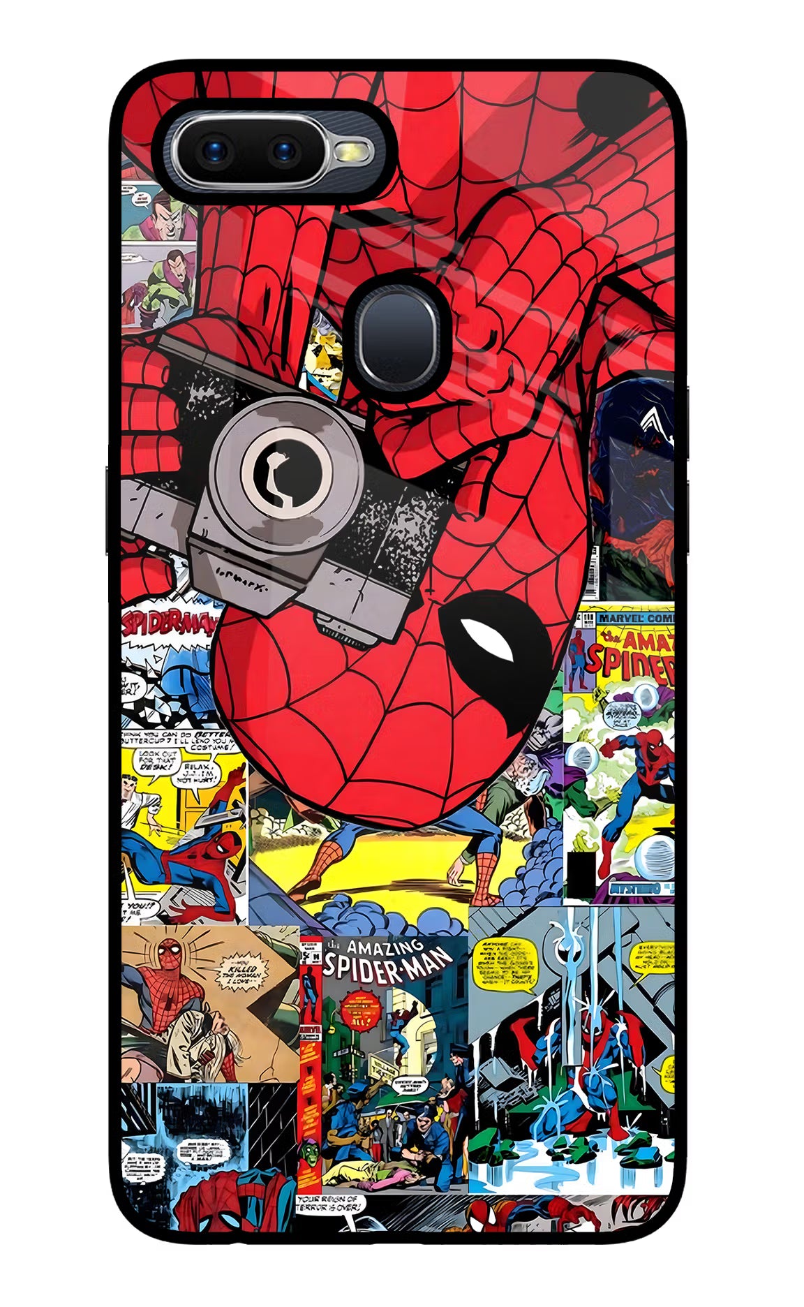 Spider Man Oppo F9/F9 Pro Glass Case Back Cover by Casekaro