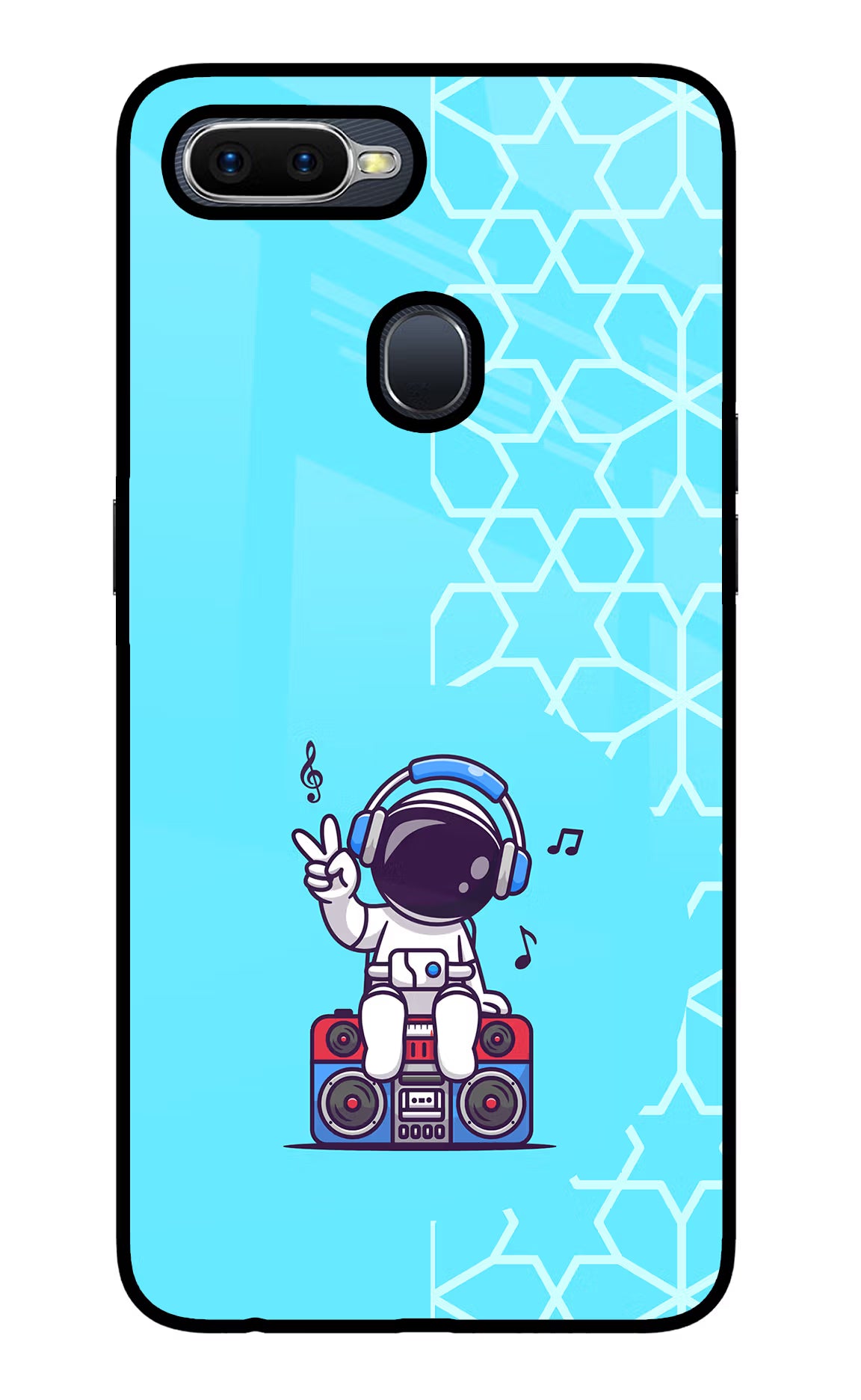 Cute Astronaut Chilling Oppo F9/F9 Pro Glass Case Back Cover by Casekaro