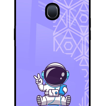 Cute Astronaut Chilling Oppo F9/F9 Pro Glass Case Back Cover by Casekaro