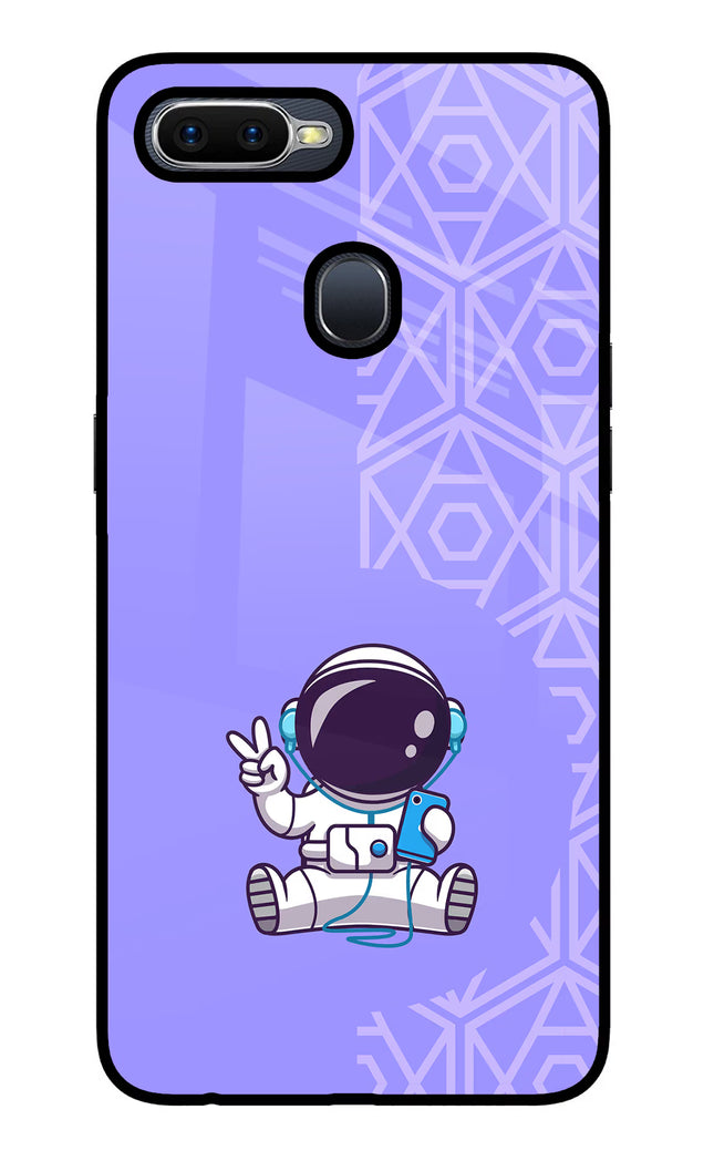 Cute Astronaut Chilling Oppo F9/F9 Pro Glass Case Back Cover by Casekaro
