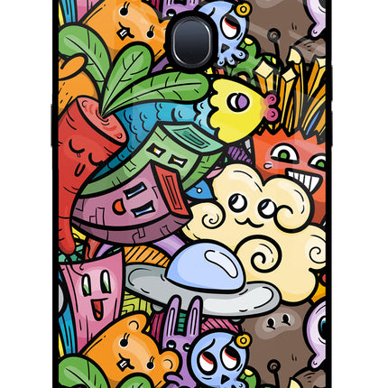 Veggie Doodle Oppo F9/F9 Pro Glass Case Back Cover by Casekaro