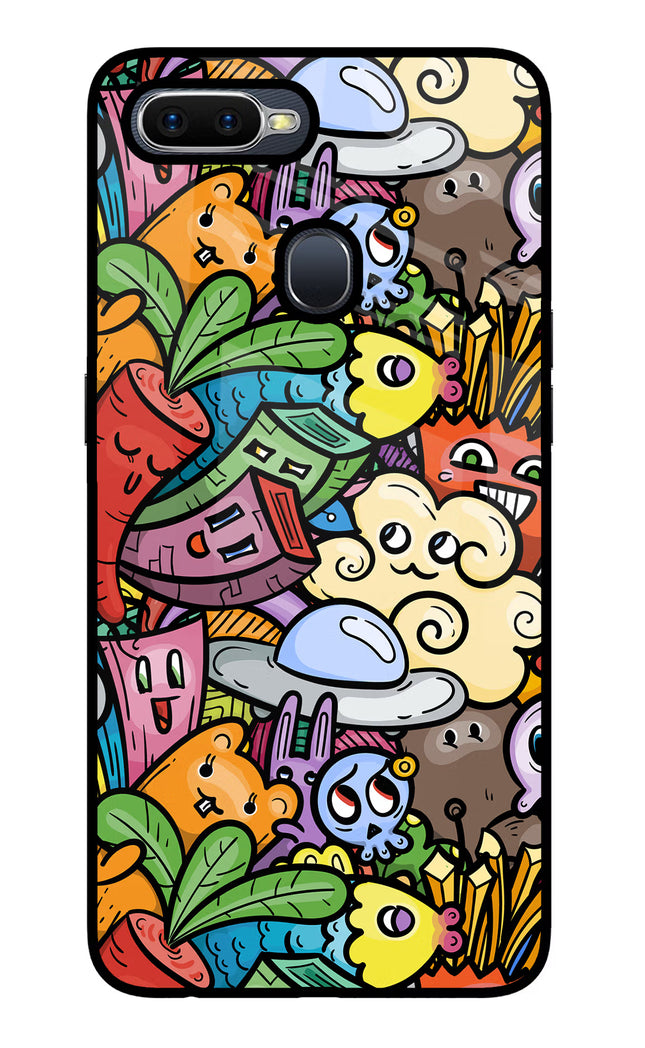 Veggie Doodle Oppo F9/F9 Pro Glass Case Back Cover by Casekaro