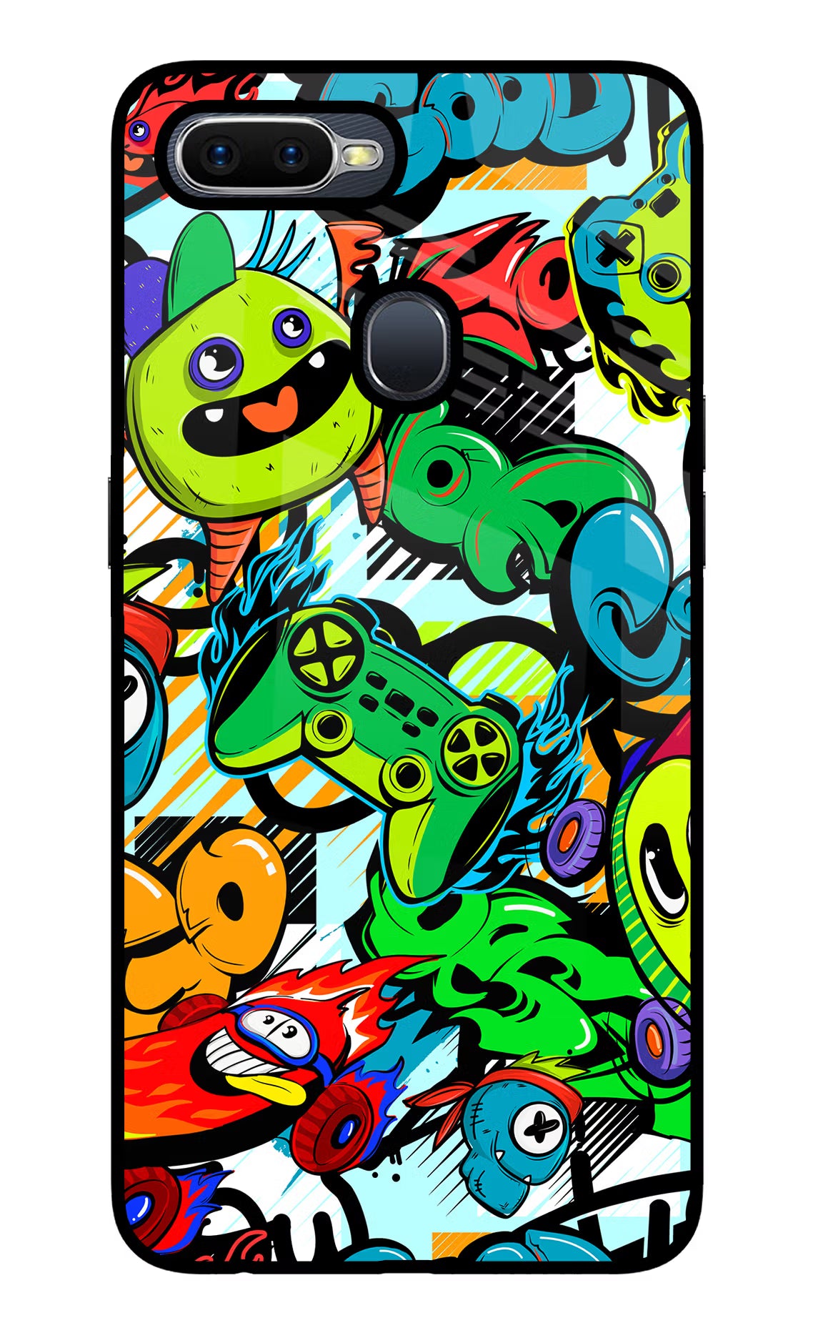 Game Doodle Oppo F9/F9 Pro Glass Case Back Cover by Casekaro