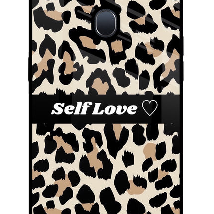 Leopard Print Self Love Oppo F9/F9 Pro Glass Case Back Cover by Casekaro