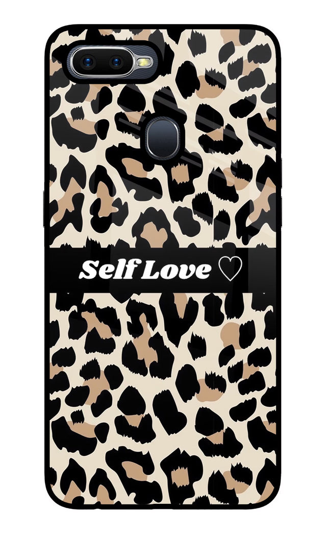 Leopard Print Self Love Oppo F9/F9 Pro Glass Case Back Cover by Casekaro