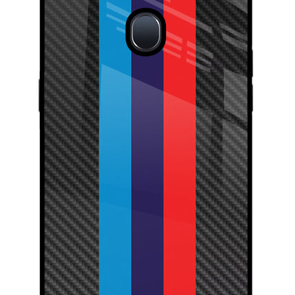 BMW Stripes Pattern Oppo F9/F9 Pro Glass Case Back Cover by Casekaro
