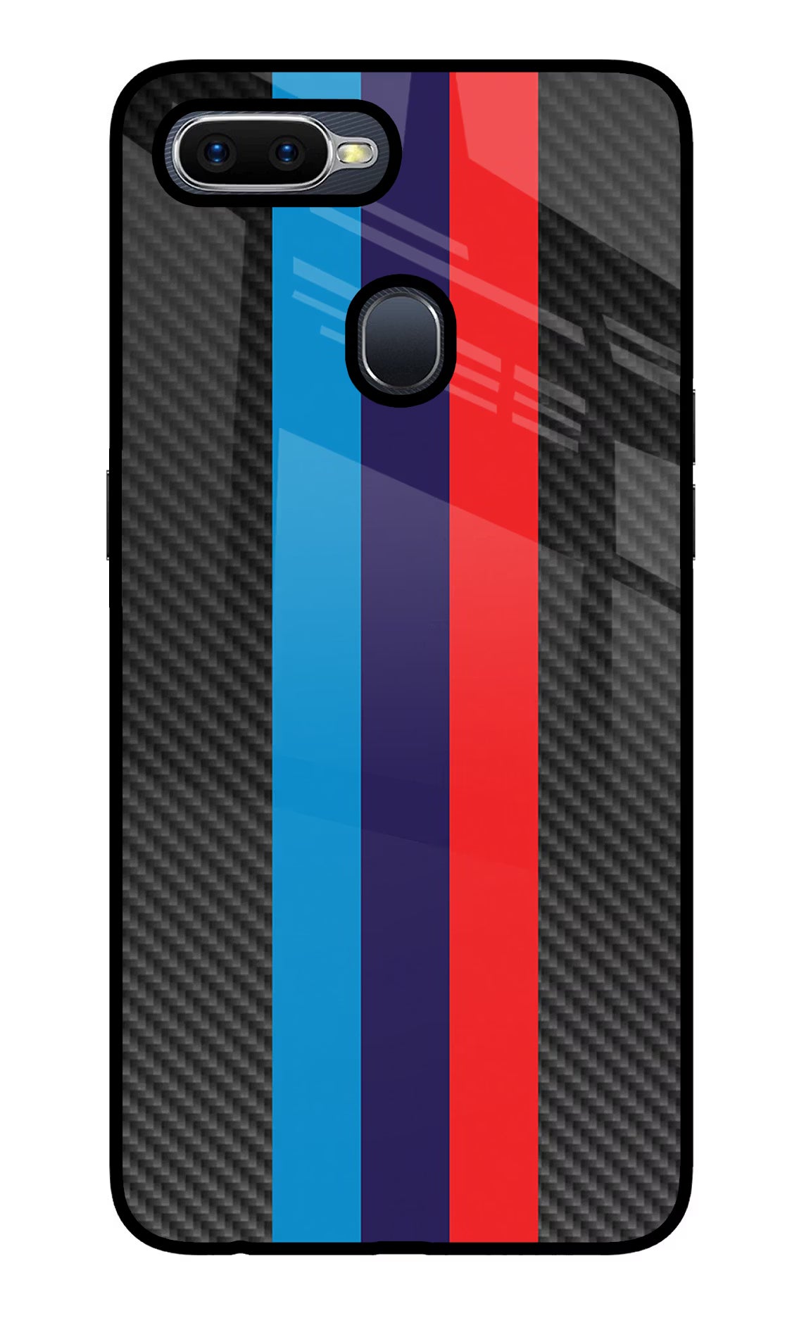 BMW Stripes Pattern Oppo F9/F9 Pro Glass Case Back Cover by Casekaro