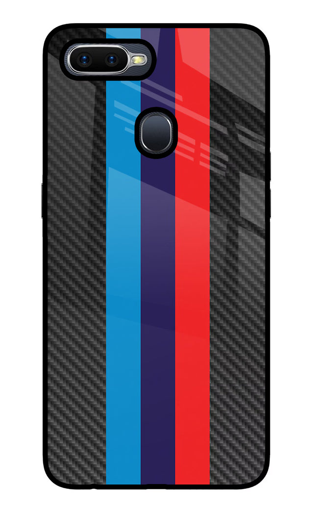 BMW Stripes Pattern Oppo F9/F9 Pro Glass Case Back Cover by Casekaro