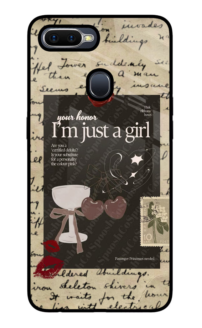 I am just a girl Oppo F9/F9 Pro Glass Case Back Cover by Casekaro