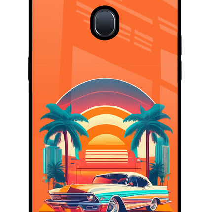 Palm Drive 80s Oppo F9/F9 Pro Glass Case Back Cover by Casekaro