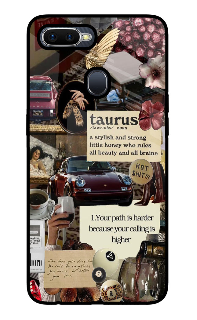 Taurus Zodiac Oppo F9/F9 Pro Glass Case Back Cover by Casekaro