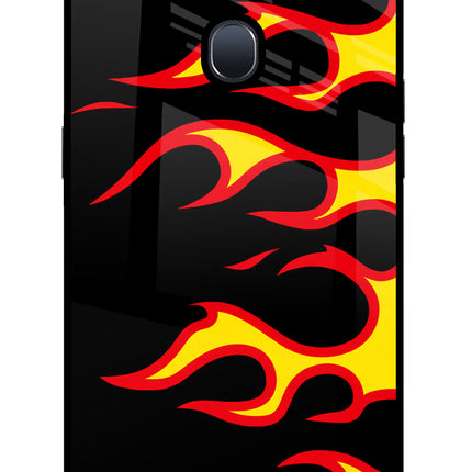 Side Sweep Flames Oppo F9/F9 Pro Glass Case Back Cover by Casekaro
