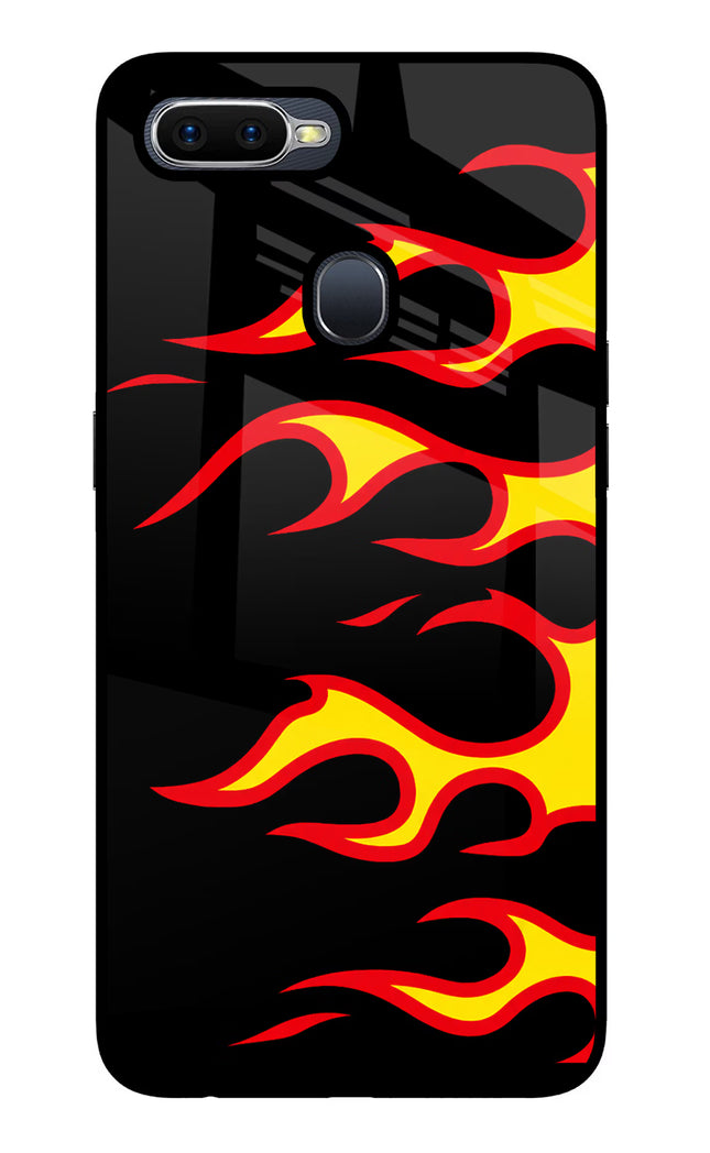 Side Sweep Flames Oppo F9/F9 Pro Glass Case Back Cover by Casekaro