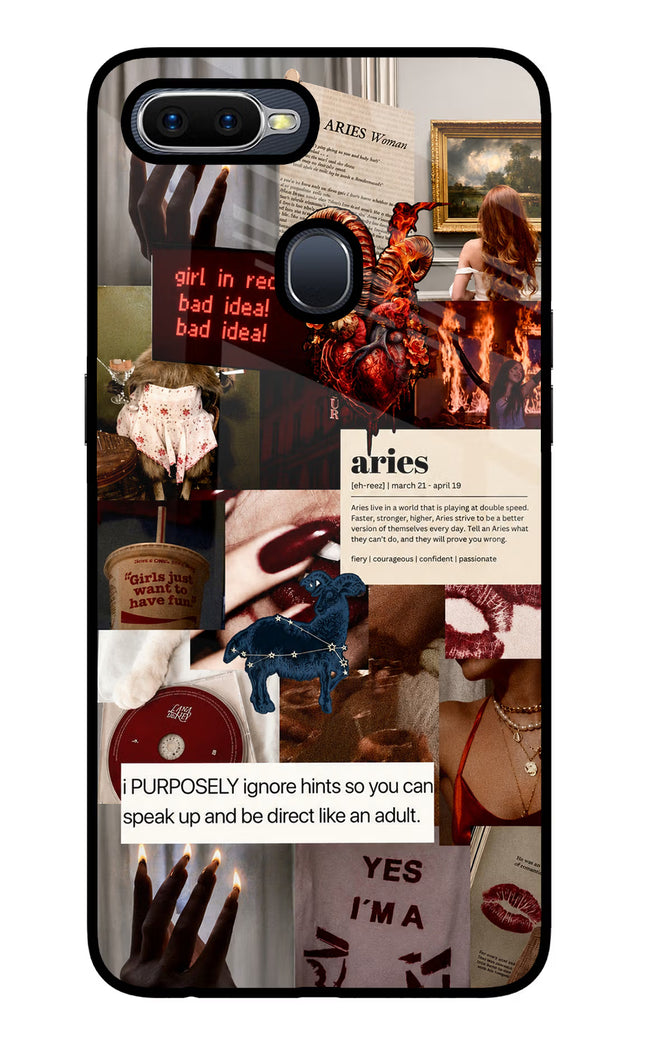 Zodiac Aries Oppo F9/F9 Pro Glass Case Back Cover by Casekaro