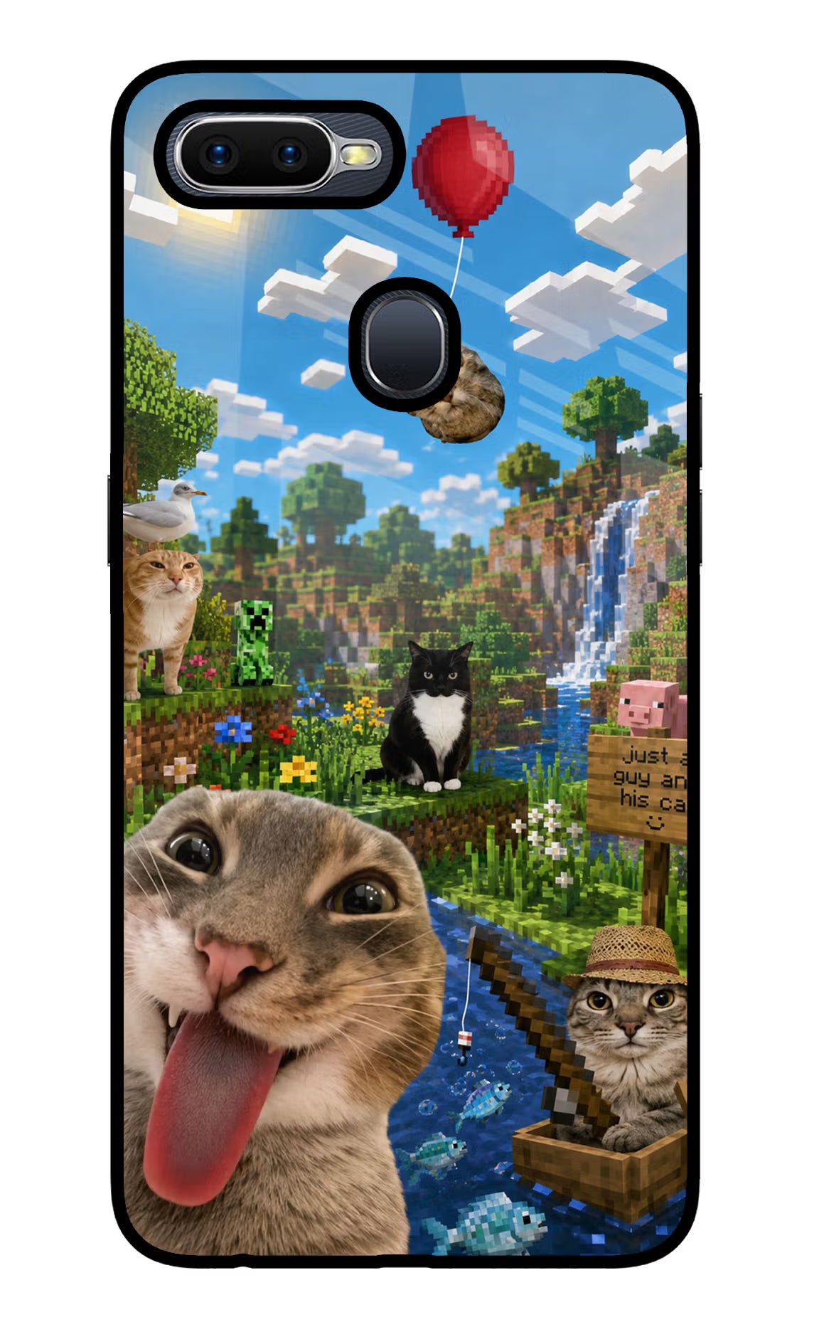 Minecraft Cat Chaos Oppo F9/F9 Pro Glass Case