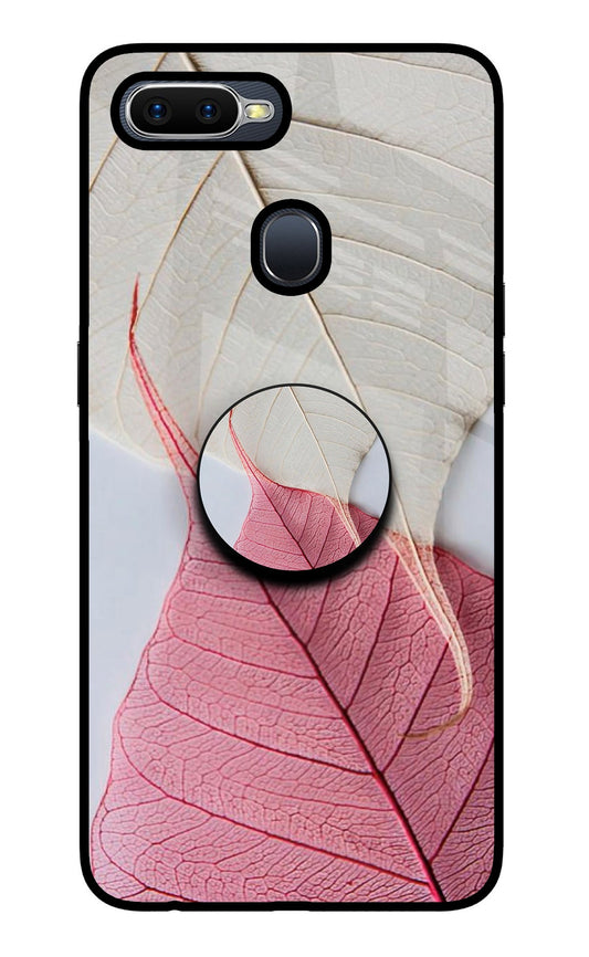 White Pink Leaf Oppo F9/F9 Pro Glass Case