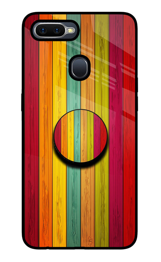 Multicolor Wooden Oppo F9/F9 Pro Glass Case