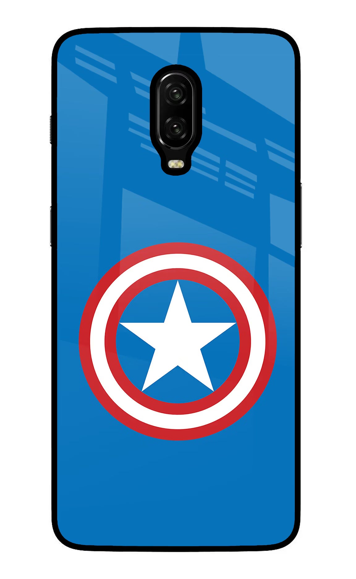 Captain America Logo Oneplus 6T Glass Case Back Cover by Casekaro